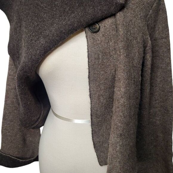 ChiaraMente Wrap Sweater Womens Size Medium Button Wool Blend Brown Made in Ital - Picture 5 of 11
